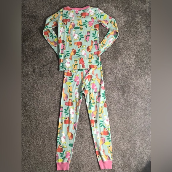 Hanna Andersson HannaJams Girl Print Lj Long John in Tropical Birds Mint Size 8 - Picture 12 of 16